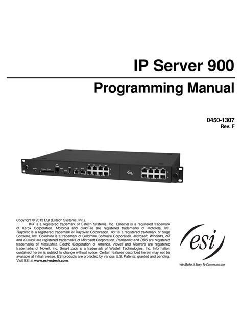 esi 900 programming instructions